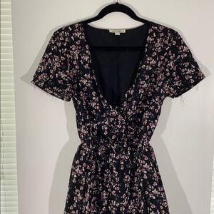 BLACK FLORAL WRAP DRESS